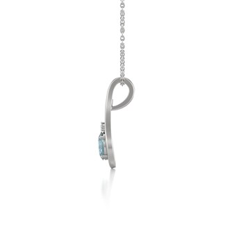 Collier Pendentif Or Blanc 750 Aigue-Marine et Diamants - Luxe et Éclat | Aden