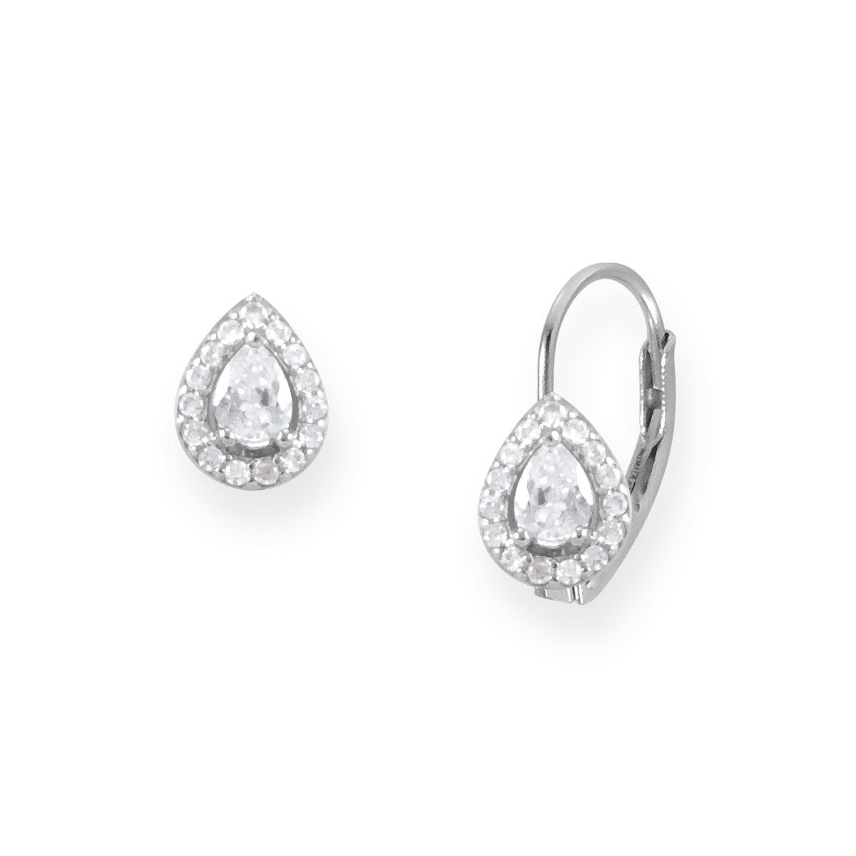 Boucles d'oreilles en argent 925 rhodié avec oxydes de zirconium