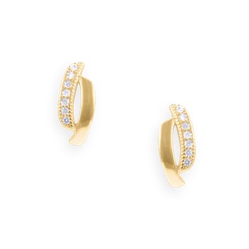 Gold-plated earrings with zirconium oxides