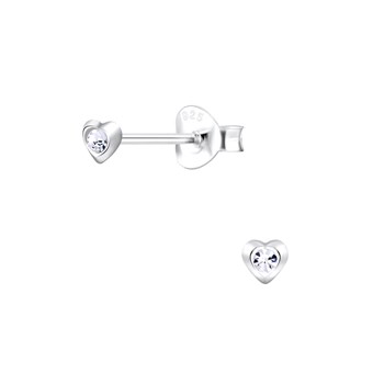 Boucles d'oreilles Coeur en argent 925 avec oxyde de zirconium blanc