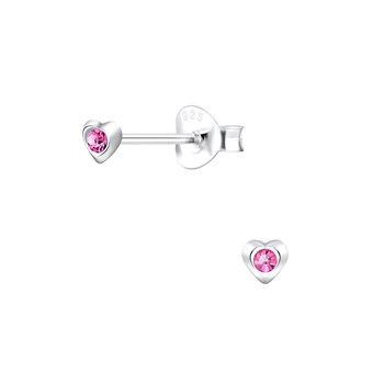 Boucles d'oreilles Coeur en argent 925 avec oxyde de zirconium rose