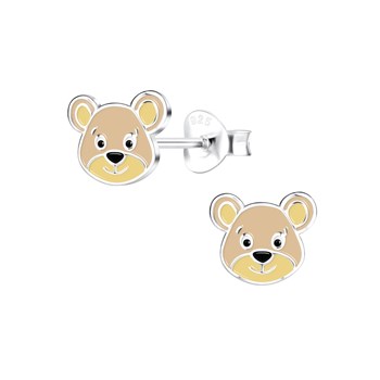 Boucles d'oreilles enfant ourson en argent 925