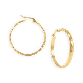 Boucles d'oreilles créoles acier plaqué jaune 3,3 cm