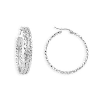 Boucles d'oreilles créoles acier argenté 3,3 cm