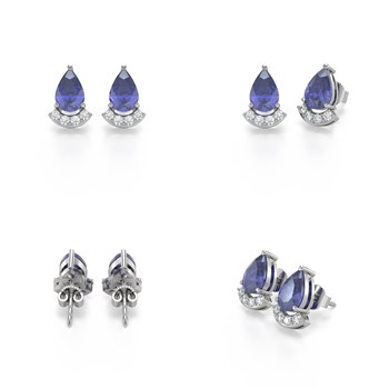 Boucles d'oreille Or Blanc Tanzanite et Diamants - Élégance Intemporelle | Aden
