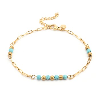 Sixty Stones - 60 - Gold And Turquoise Anklet Chain - 25 X 0,4 Cm