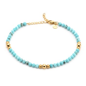 Sixty Stones - 60 - Turquoise Natural Stone Anklet Chain - 25 X 0.4 Cm