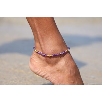 Sixty Stones - 60 - Turquoise Natural Stone Anklet Chain - 25 X 0.4 Cm