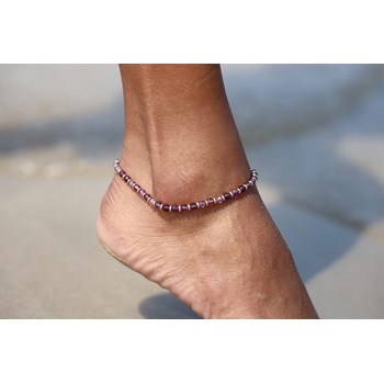 Sixty Stones - 60 - Natural Stone Anklet Chain Red Onyx - 25 X 0,4 Cm