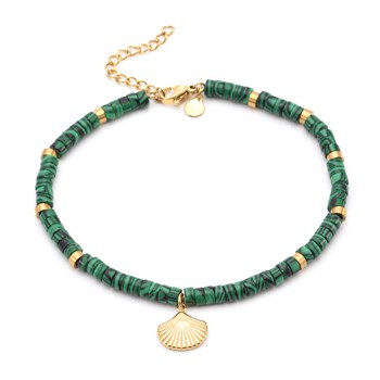 Sixty Stones - 60 - Heishi Onyx Green Pearl Anklet Chain - 25 X 0.4 Cm