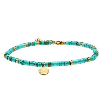 Sixty Stones - 60 - Heishi Turquoise Pearl Anklet Chain - 25 X 0.4 Cm