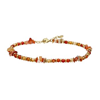 Sixty Stones - 60 - Gold Anklet And Red Onyx Stone - 25 X 0.4 Cm