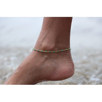 Sixty Stones - 60 - Anklet Chain Gold Chain And Small Green Onyx Stone - 25 X 0,4 Cm