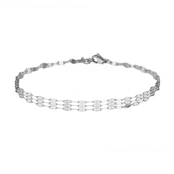 Sixty Stones - 60 - Triple Ankle Chain Silver - 25 X 0,4 Cm