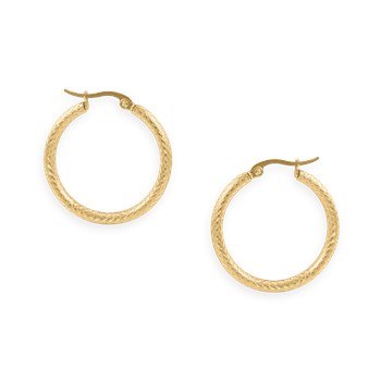 Boucles d'oreilles créoles acier argenté striées 3 cm