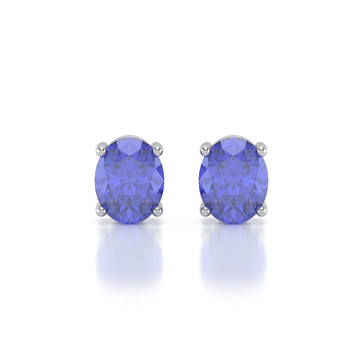 Boucles d'Oreilles en Tanzanite Ovale et Argent 925 - Élégance Classique 1.02gr | Aden Boutique