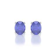 Boucles d'Oreilles en Tanzanite Ovale et Argent 925 - Élégance Classique 1.02gr | Aden Boutique