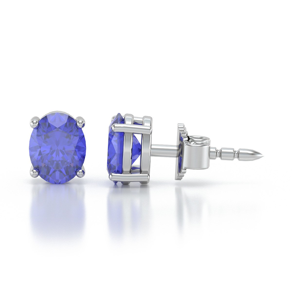 Boucles d'Oreilles en Tanzanite Ovale et Argent 925 - Élégance Classique 1.02gr | Aden Boutique - vue 2