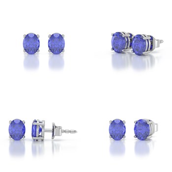 Boucles d'Oreilles en Tanzanite Ovale et Argent 925 - Élégance Classique 1.02gr | Aden Boutique