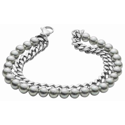 Bracelet Perle Nacre Et Chaine En Acier Inoxydable MON BIJOU MATY