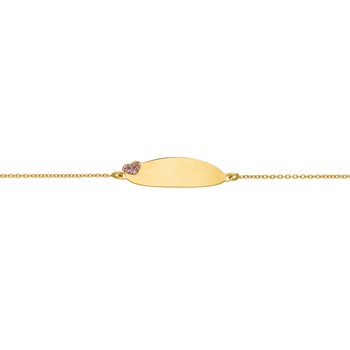 Gourmette fille Brillaxis or jaune 9K coeur rose