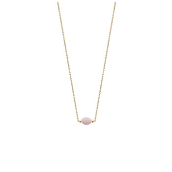 Collier Brillaxis plaqué or quartz rose 45cm