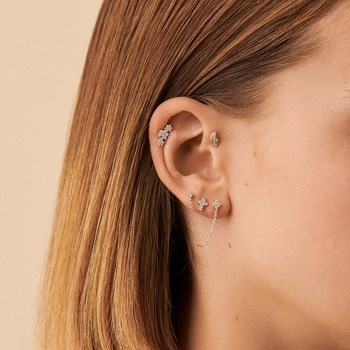 Piercing puce Agatha Trioflor argent oxydes