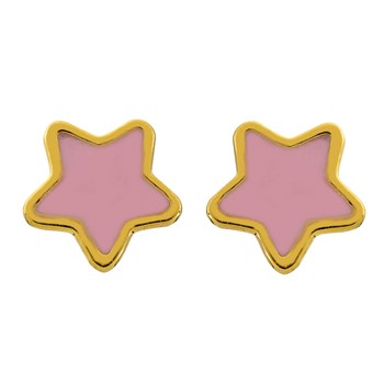 Boucles d'oreilles étoiles laquées rose or 9 carats