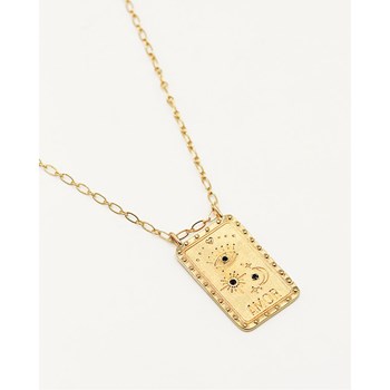 Collier chaine maille classique médaillon plaque zircons noir BUENA VENTURA