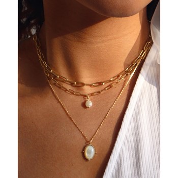 Collier pierre quartz rose doré à l'or fin 24k NEW CALYPSO