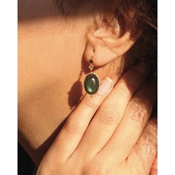 Boucles pierre labradorite dorées à l'or fin 24k NEW CALYPSO