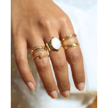 Bague pierre agate noire dorée à l'or fin 24k NEW CALYPSO