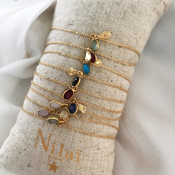 GAÏA 24k gold-plated black agate stone bracelet