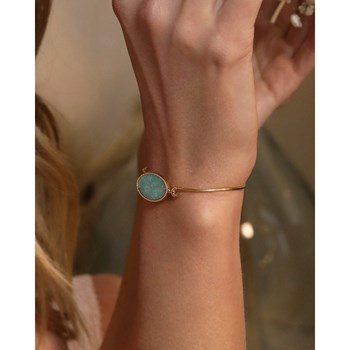 Jonc pierre agate noire doré à l'or fin 24k FRIDA