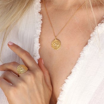 24k gold-plated eye medal necklace SPIRIT