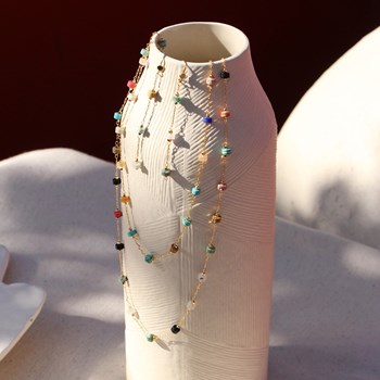 JULIA 24k gold-plated multico stones long necklace