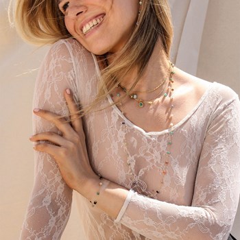 JULIA 24k gold-plated multico stones long necklace