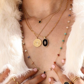 JULIA 24k gold-plated multico stones long necklace