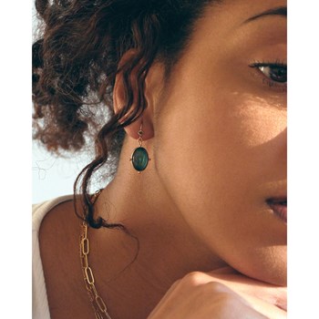 Boucles pierre amazonite dorées à l'or fin 24k NEW CALYPSO