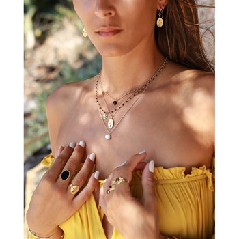 Collier pierre lapis lazulis doré à l'or fin 24k AVA