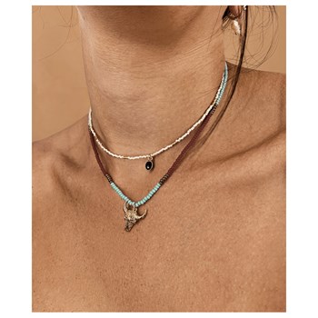 ARIZONA 24k gold bull turquoise seed beads necklace