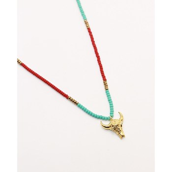 ARIZONA 24k gold bull turquoise seed beads necklace