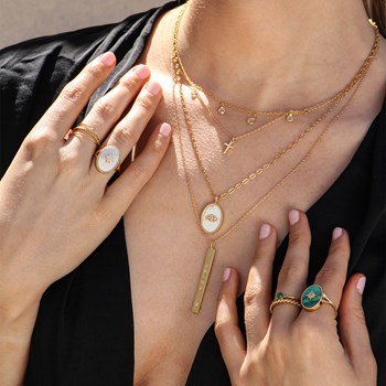 Mother-of-pearl and star zirconia necklace gilded in 24k gold SALOMÉ