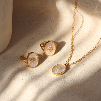 24k gold-plated mother-of-pearl and snake zirconia necklace SALOMÉ