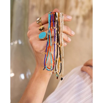 Collier perles miyuki jaune pierre quartz emeraude LITTLE INDIA