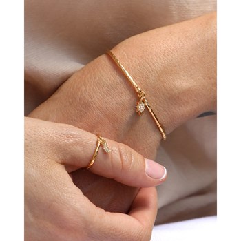 Jonc charm coeur doré à l'or fin 24k LILY