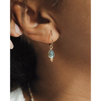 Boucles pierre turquoise dorées à l'or fin 24k NEW DELHI