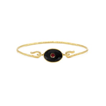 Jonc oeil onyx noire doré à l'or fin 24k DEVA