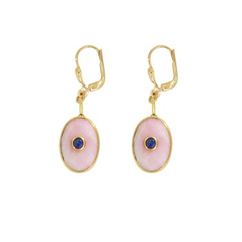 Boucles oeil calcédoine rose dorées à l'or fin 24k DEVA