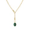 Sautoir oeil quartz émeraude doré à l'or fin 24k DEVA - vue V1